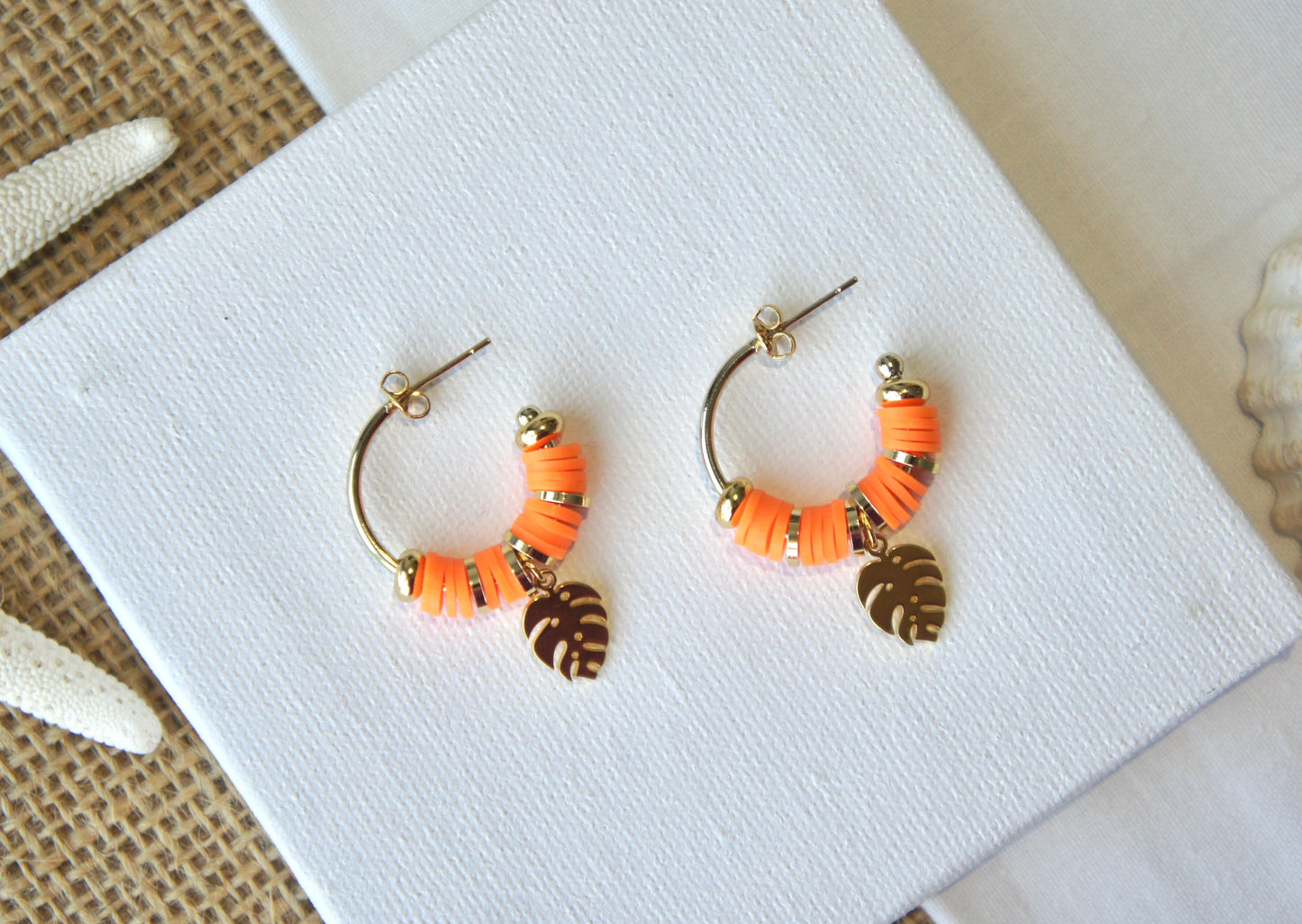 Monstera Leaf Hoop Earring