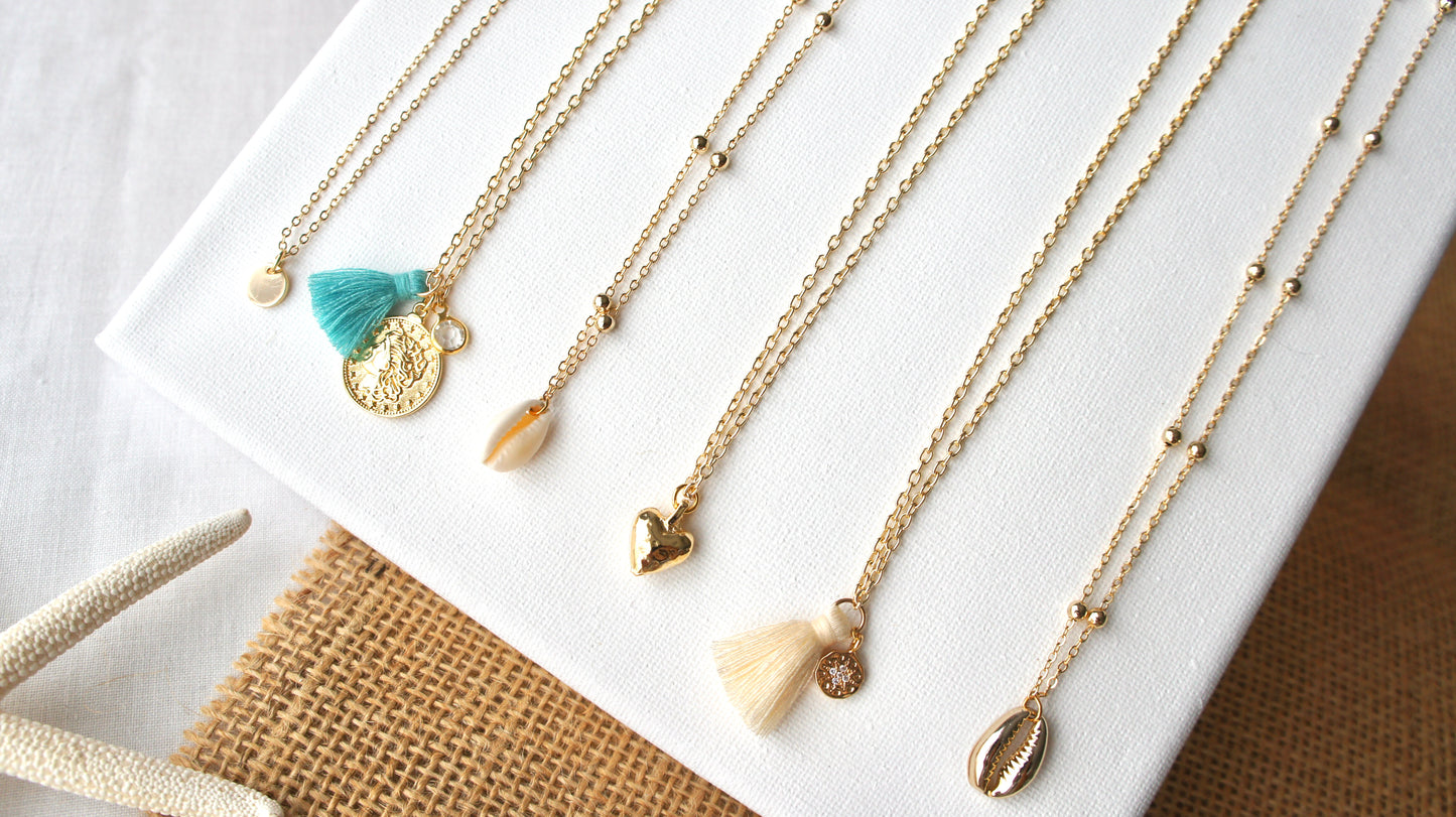 Coin and Tassel Long Necklace