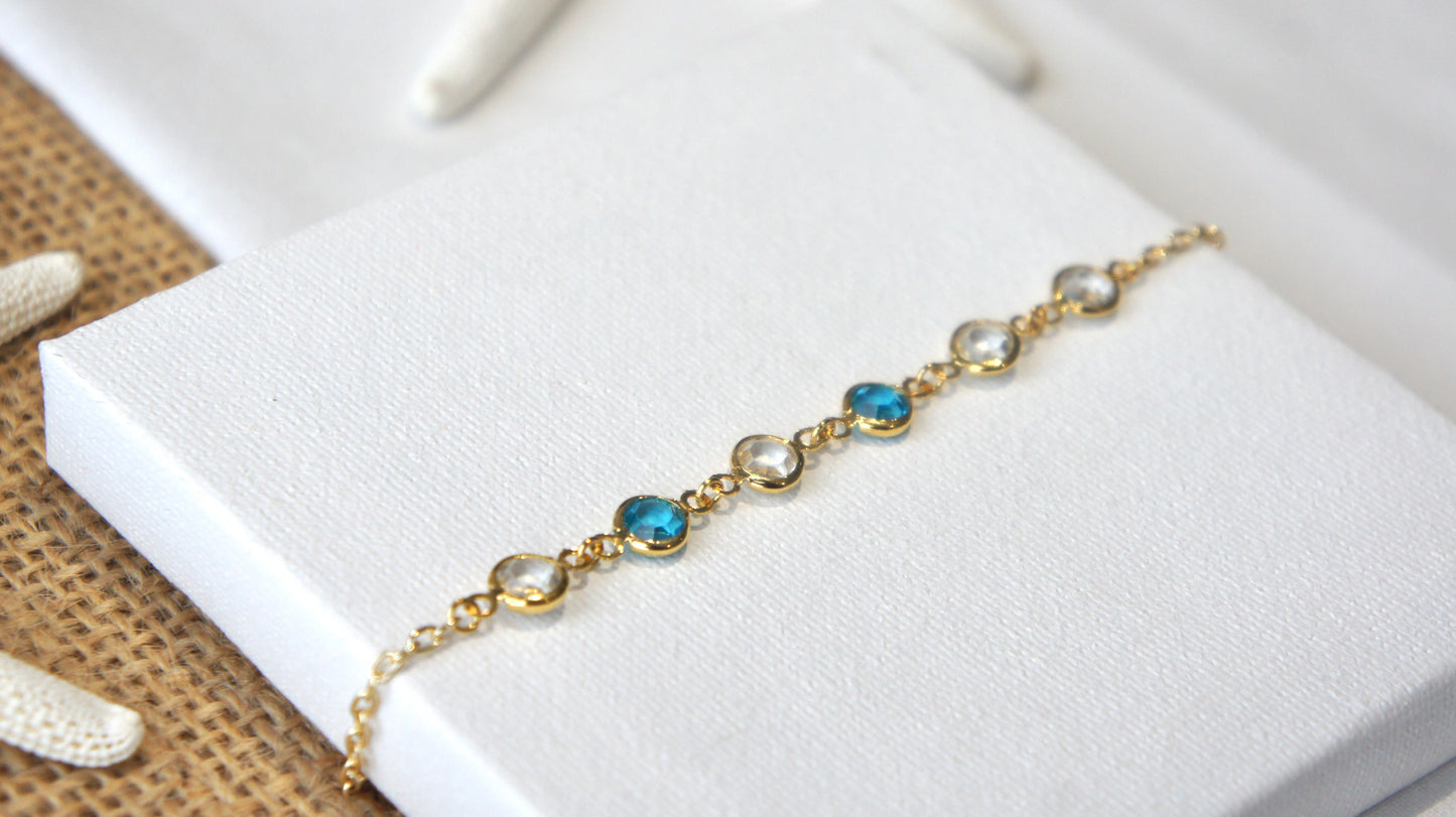 Blue Zirconia Charms Anklet