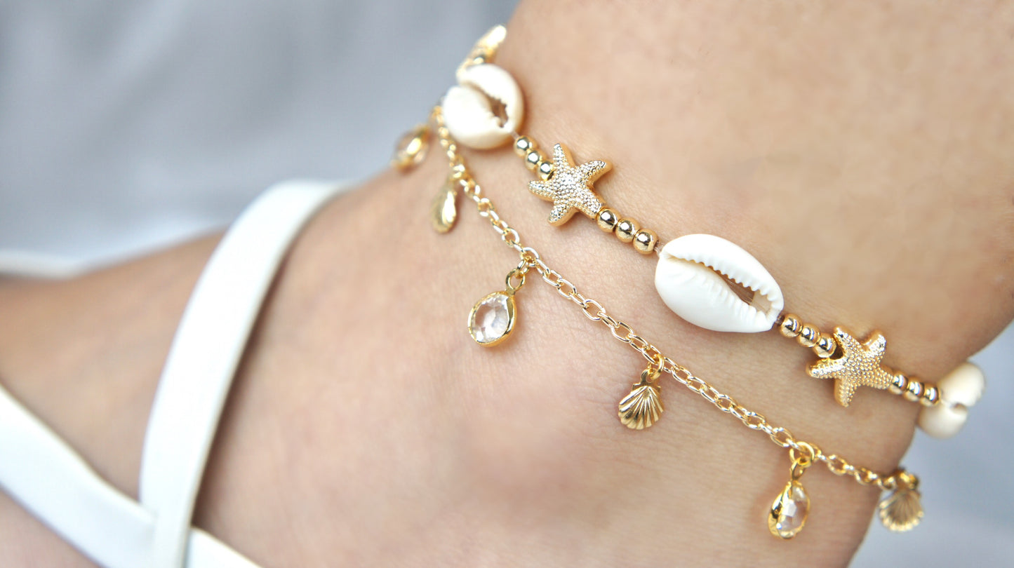 Natural Shell and Starfish Anklet