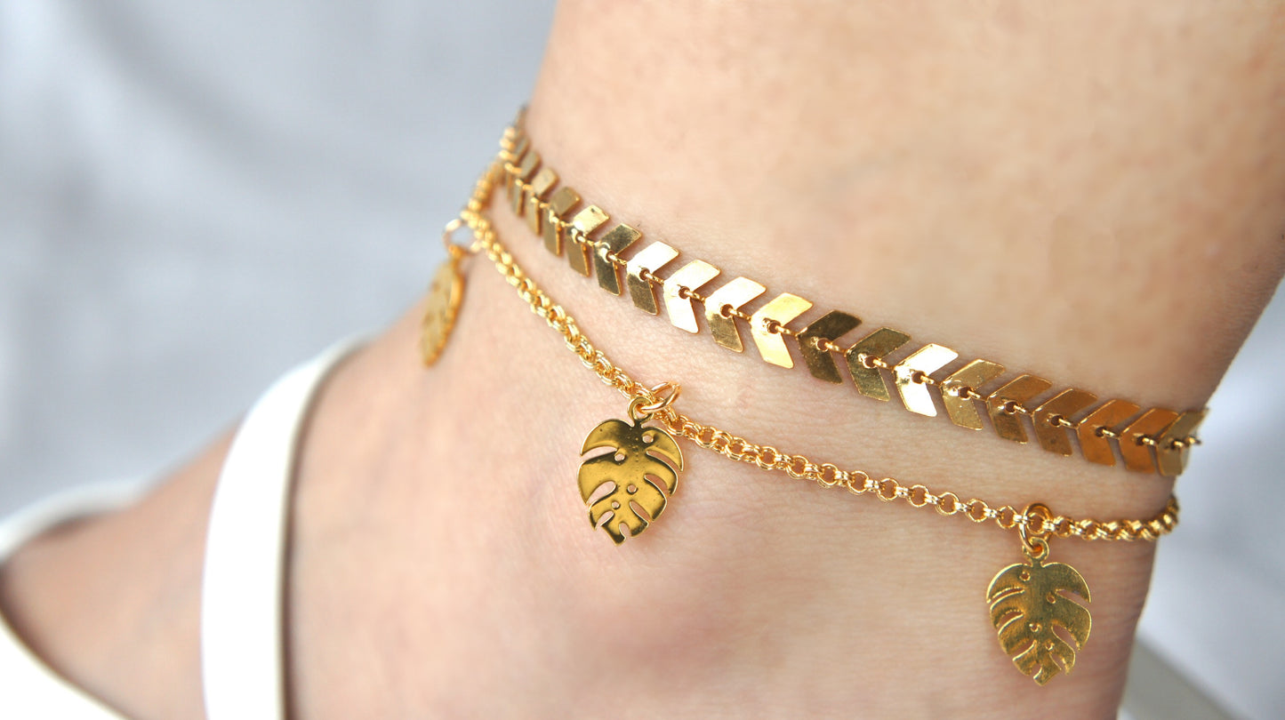 Monstera Leaf Anklet