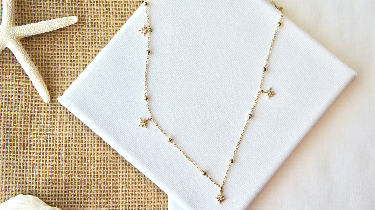 Zirconia Stars Long Necklace