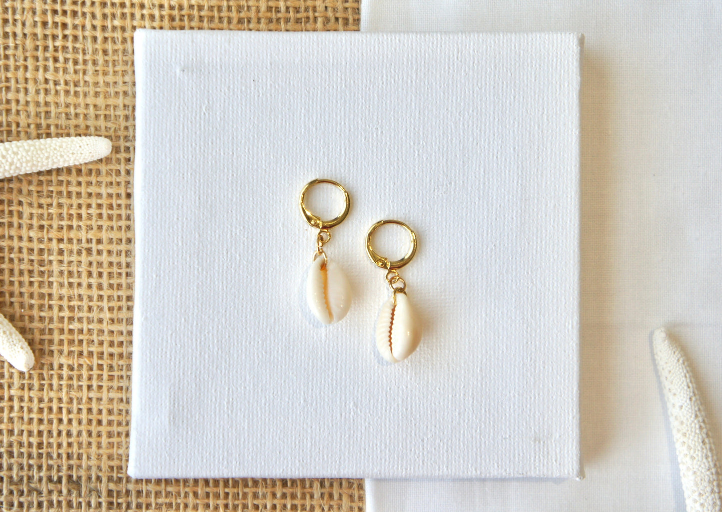 Natural Shell Huggie Earrings