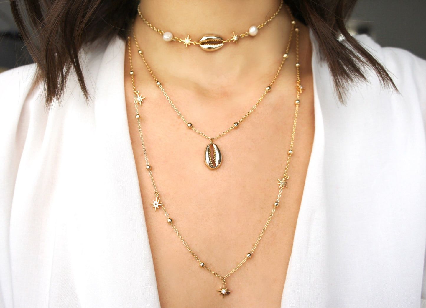 Gold Shell and Pearls Chocker