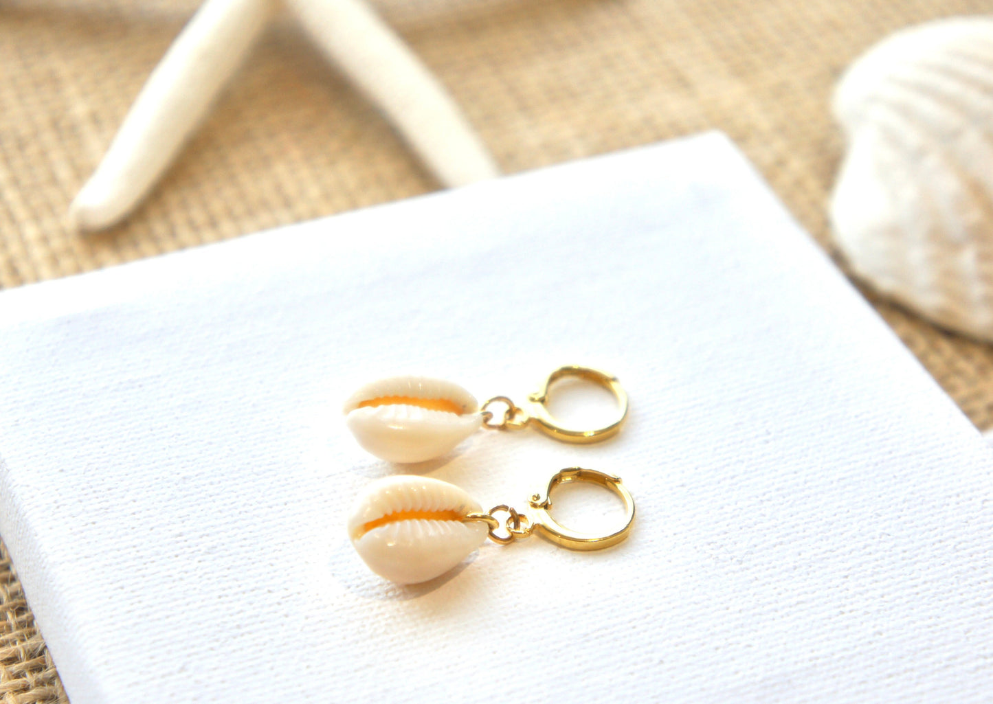 Natural Shell Huggie Earrings