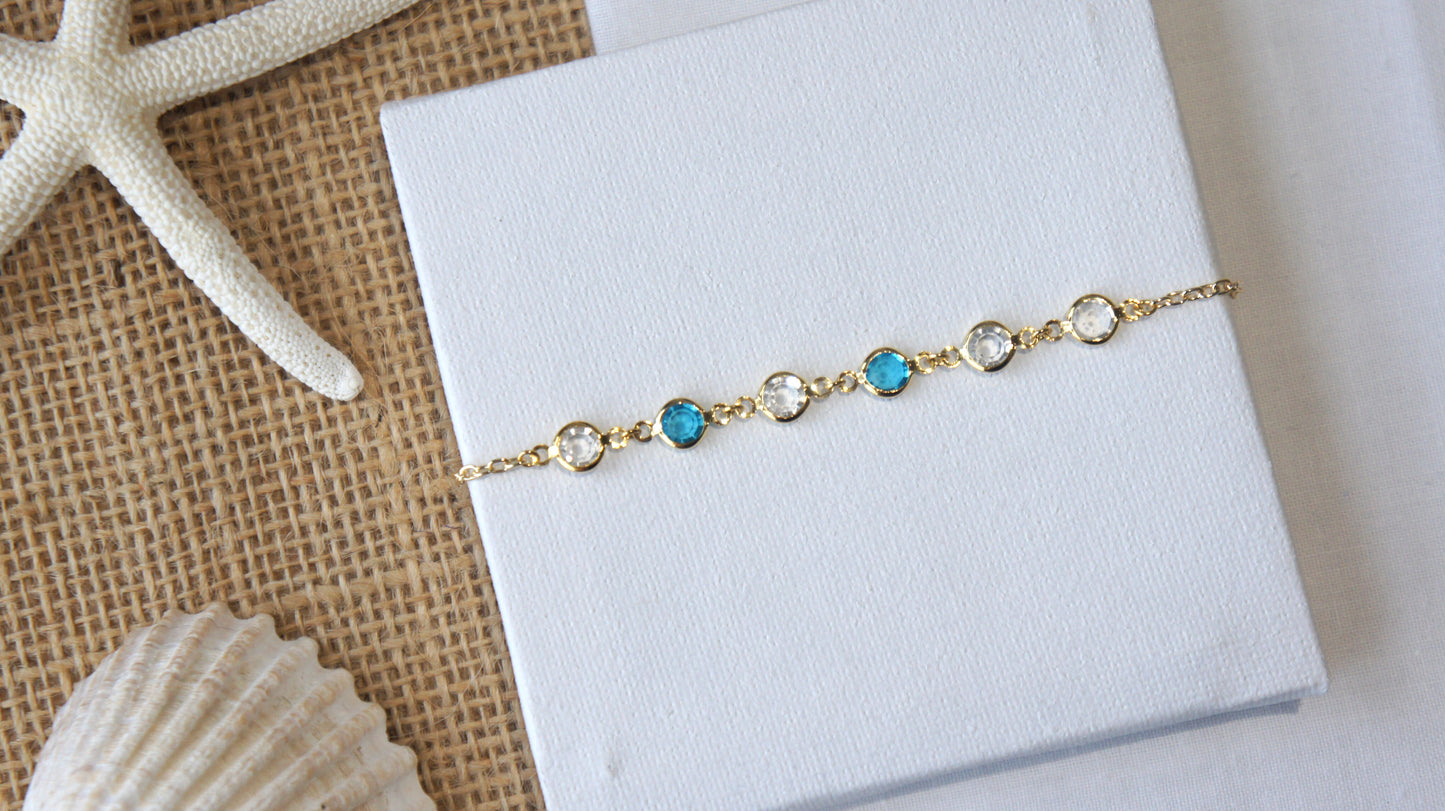 Blue Zirconia Charms Anklet