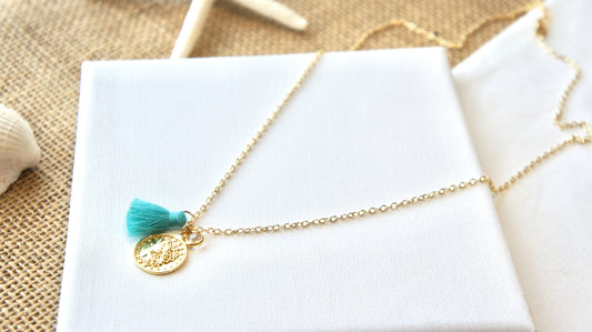 Coin and Tassel Long Necklace