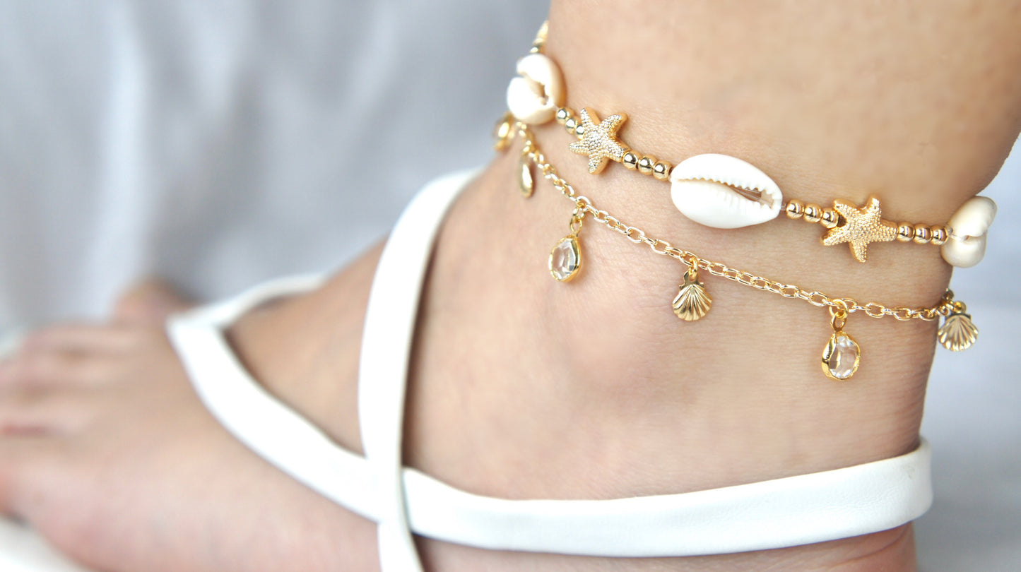 Natural Shell and Starfish Anklet