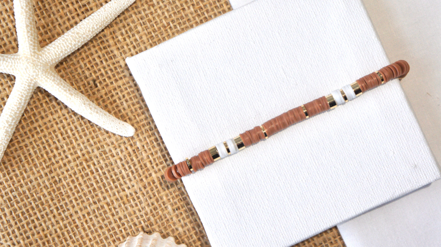 Brown Clay Beads Anklet