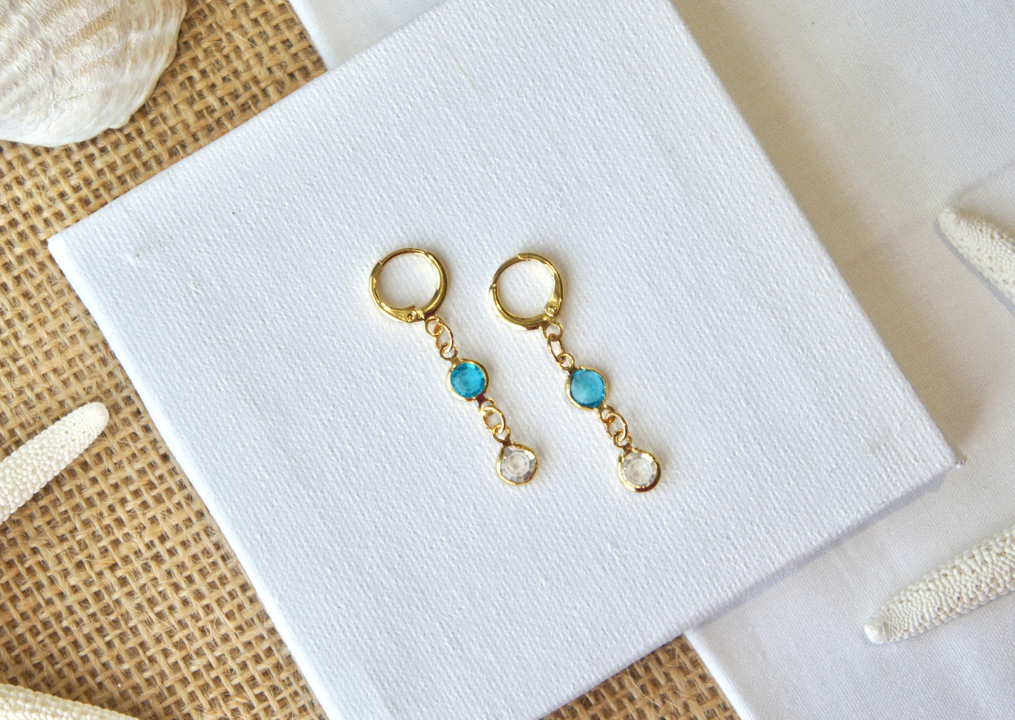 Blue Zircônia Charms Huggie Earrings