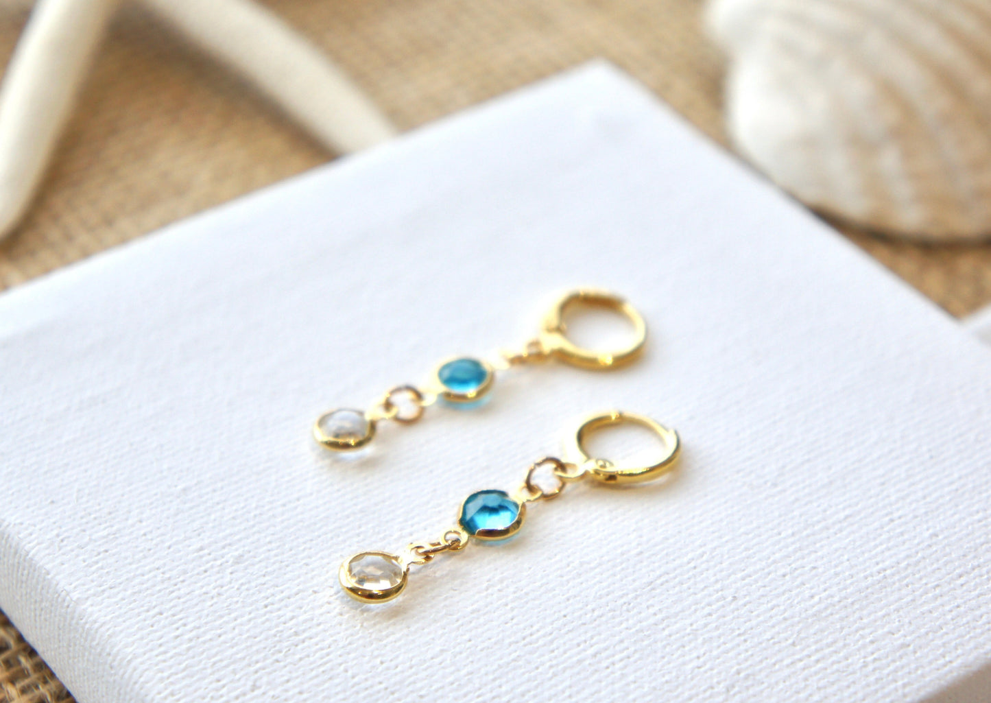 Blue Zircônia Charms Huggie Earrings