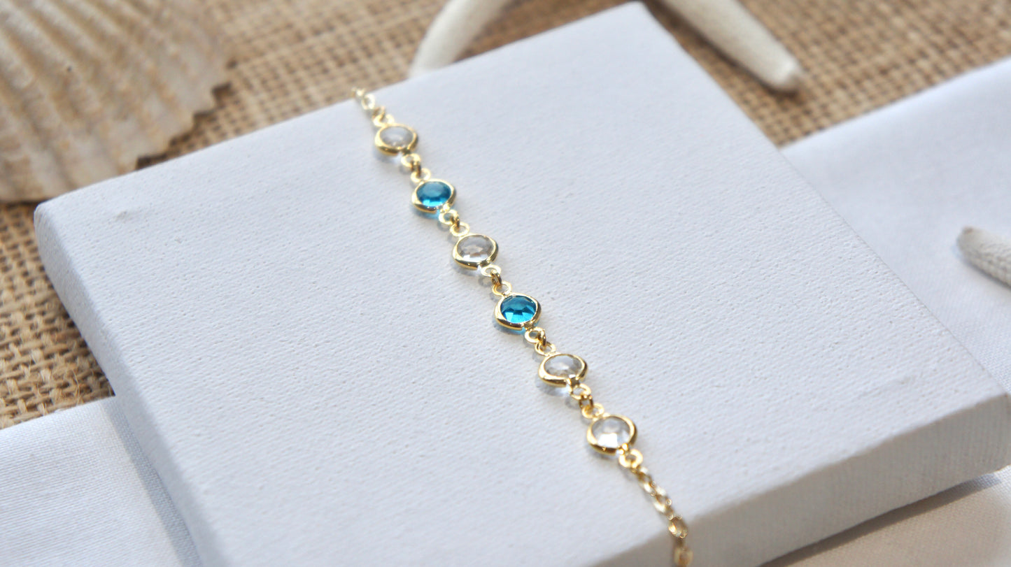 Blue Zirconia Charms Anklet