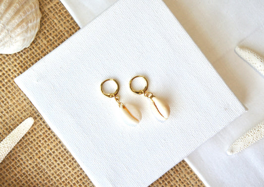 Natural Shell Huggie Earrings